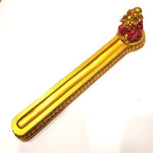 Gold BUDDHA INCENSE STICK BURNER 10" Long Holder HIGH QUALITY Resin Statue
